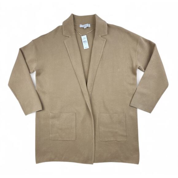 Ann Taylor Loft Jackets & Blazers - NEW Loft Pocket Cardigan Open Front Sweater Coatigan Camel Beige Womens XL